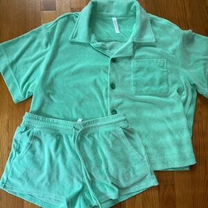Fabletics Green Terry Cloth set